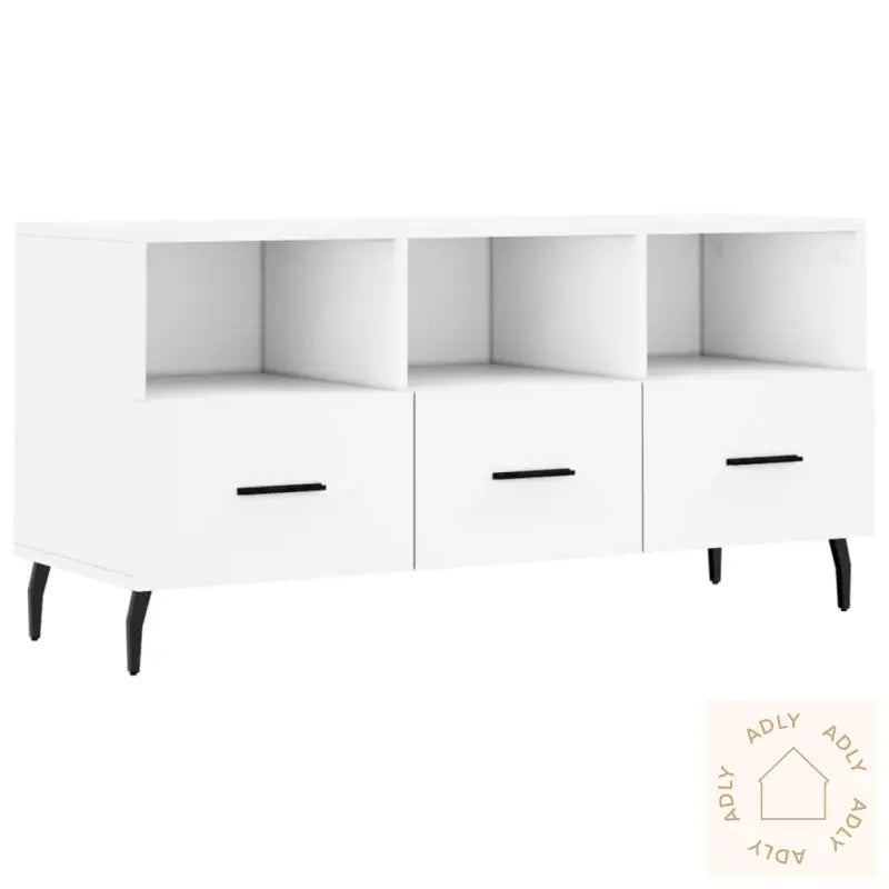 Tv-Benk Hvit 102X36X50 Cm Konstruert Tre