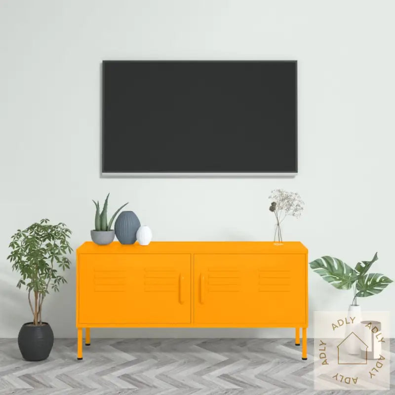 Tv-Benk Sennepsgul 105X35X50 Cm Stål