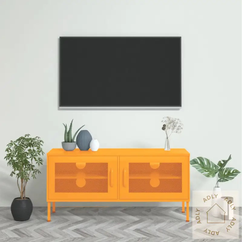 Tv-Benk Sennepsgul 105X35X50 Cm Stål
