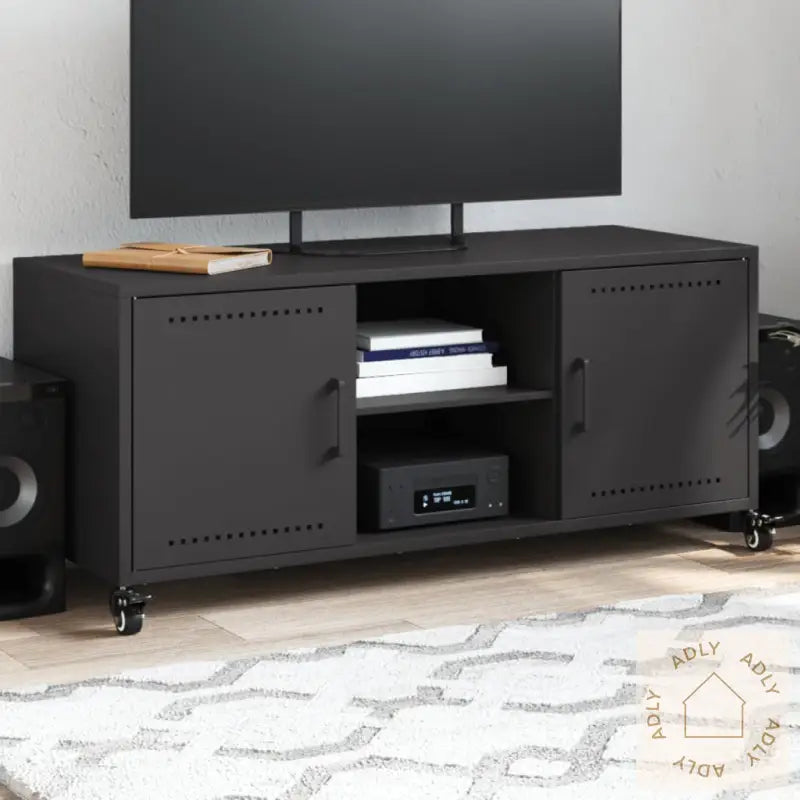 Tv-Benk Svart 100,5X39X43,5 Cm Stål