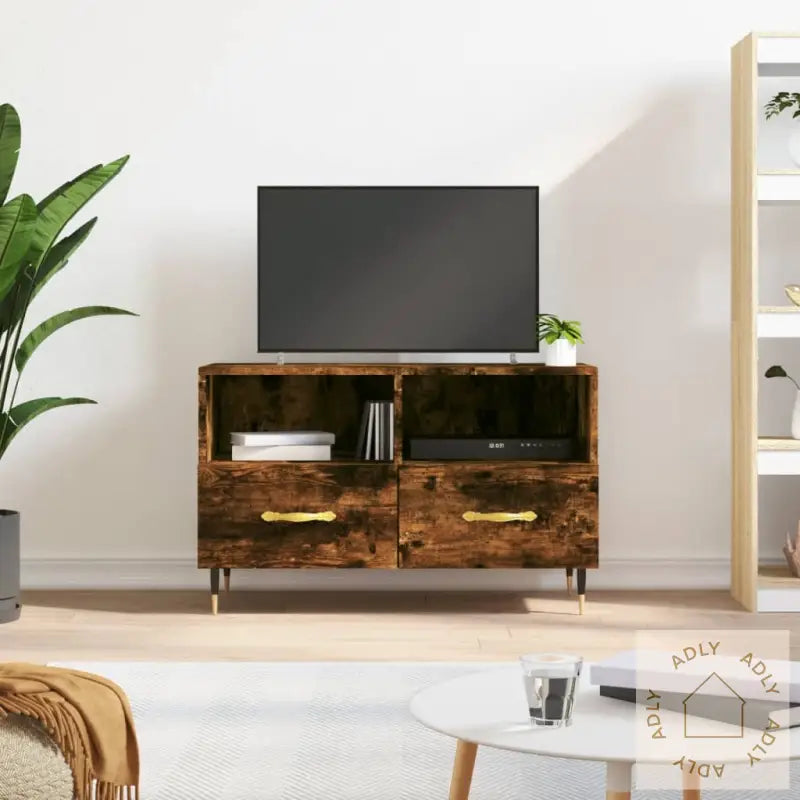 Tv-Benk Røkt Eik 80X36X50 Cm Konstruert Tre
