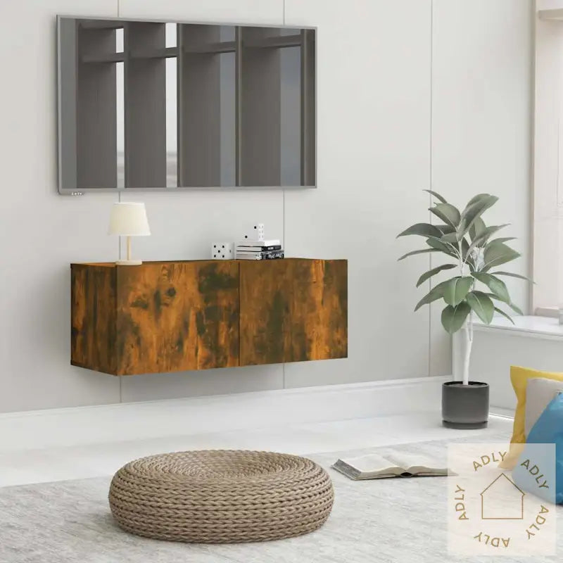 Tv-Benk Røkt Eik 80X30X30 Cm Konstruert Tre