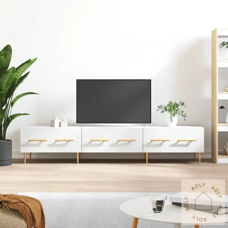 Tv-Benk Hvit 150X36X30 Cm Konstruert Tre