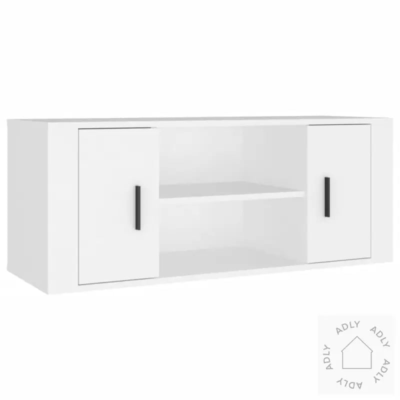 Tv-Benk Hvit 100X35X40 Cm Konstruert Tre