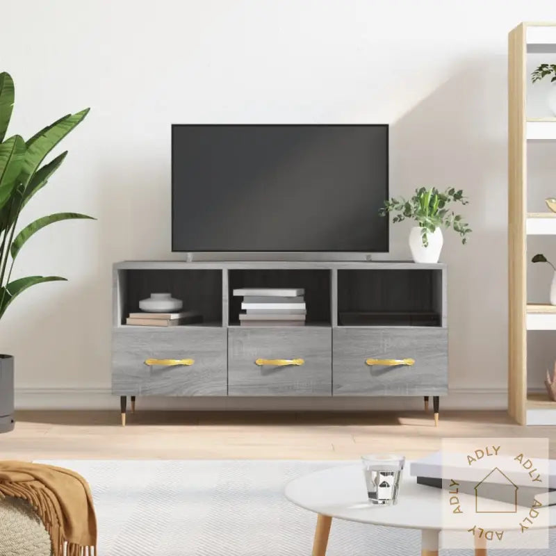 Tv-Benk Grå Sonoma 102X36X50 Cm Konstruert Tre