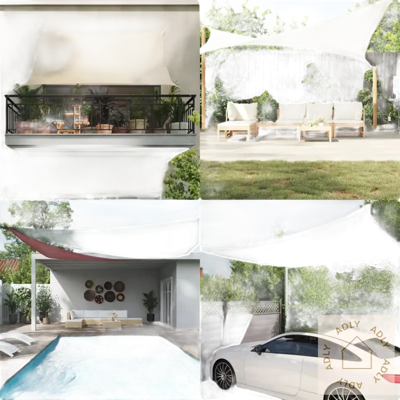 Outdoor shade sails i rustfritt stål til hagemøbler og uterom for perfekte utemøbler