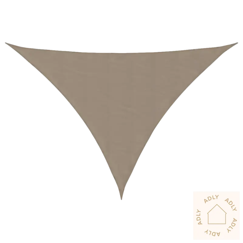 Triangular beige solseil i pu-belagt oxfordstoff for hagemøbler av rustfritt stål