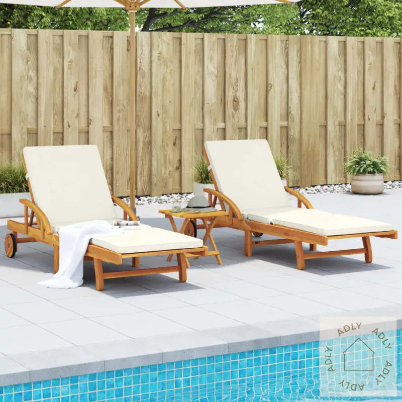 Solsenger 2 Stk Med Puter 200X68X83 Cm Heltre Akasie