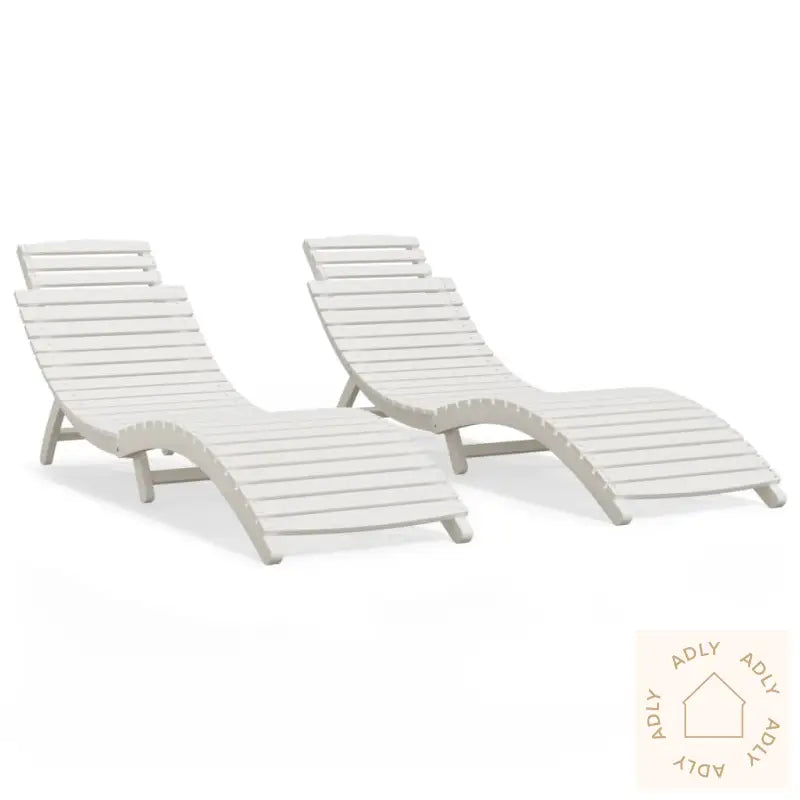 Solsenger 2 Stk Hvit 184X55X64 Cm Heltre Akasie