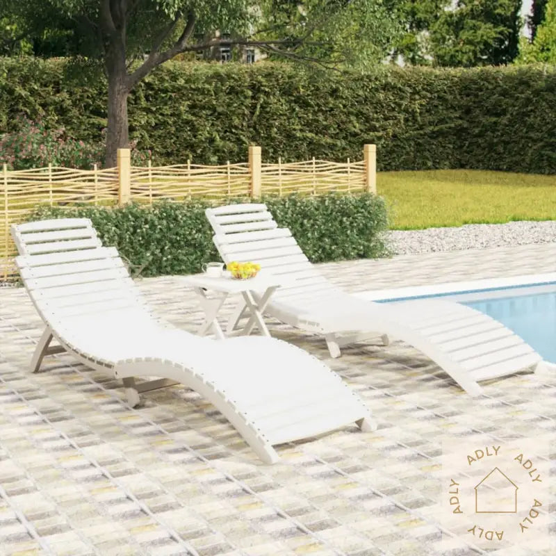 Solsenger 2 Stk Hvit 184X55X64 Cm Heltre Akasie
