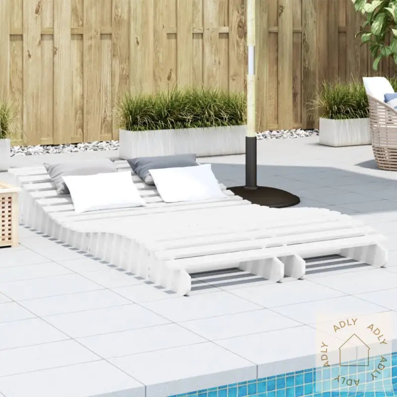 Solsenger 2 Stk Hvit 205X60X31,5 Cm Heltre Furu