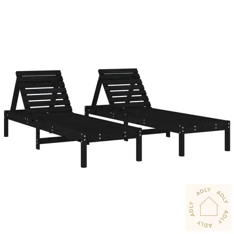 Solsenger 2 Stk Svart 199,5X60X74 Cm Heltre Furu