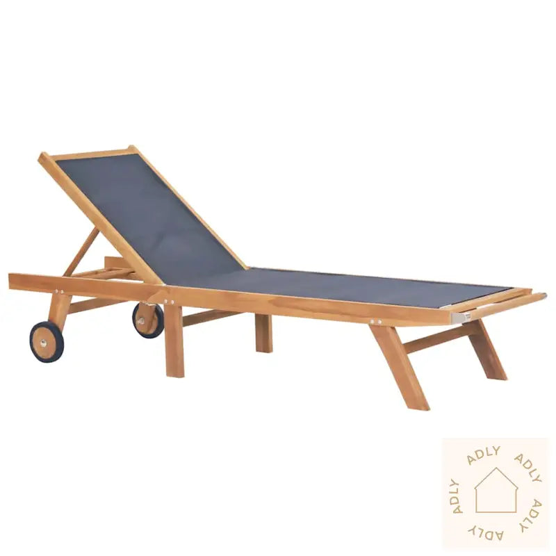 Foldbar Solseng Med Hjul Heltre Teak Og Textilene