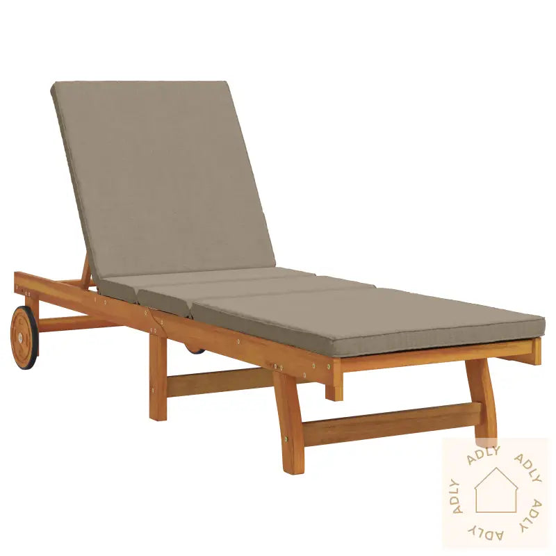 Solseng Med Hjul Og Pute I Taupe Solid Tre