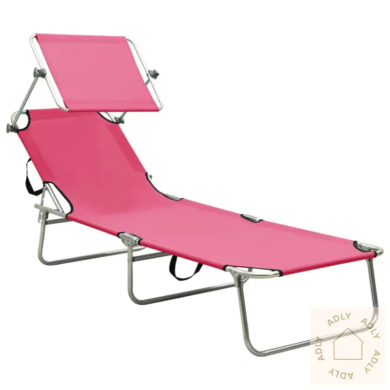 Sammenleggbar Solseng Med Baldakin Rosa Aluminium