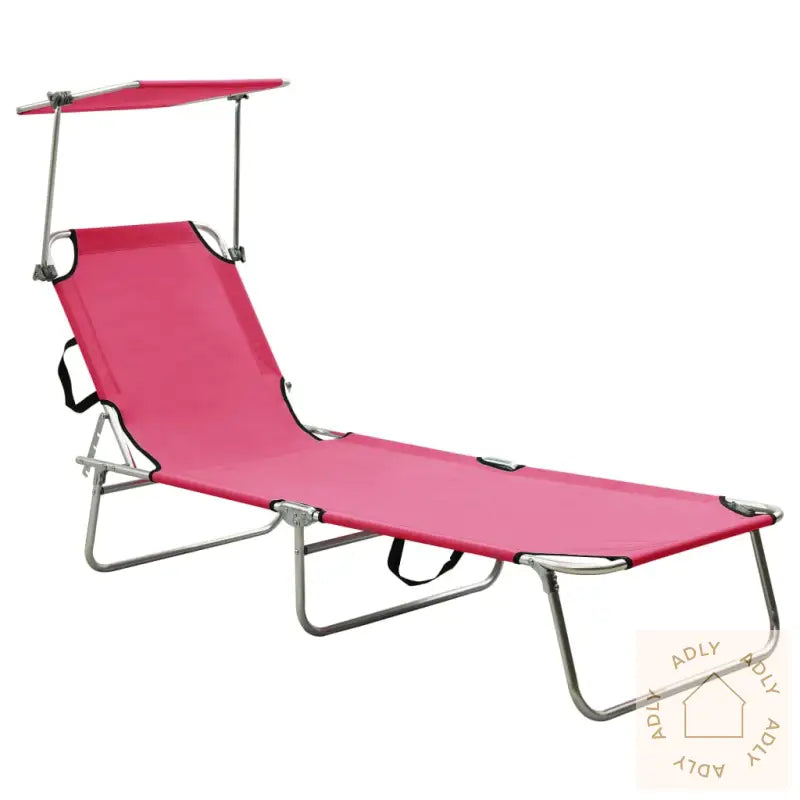 Sammenleggbar Solseng Med Baldakin Rosa Aluminium