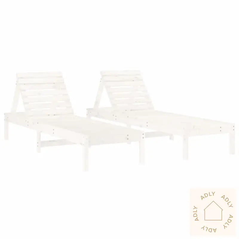 Solsenger 2 Stk Hvit 199,5X60X74 Cm Heltre Furu