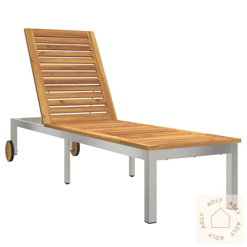 Solseng Med Hjul 207X58X35 Cm Solid Akasietre Og Rustfritt Stål