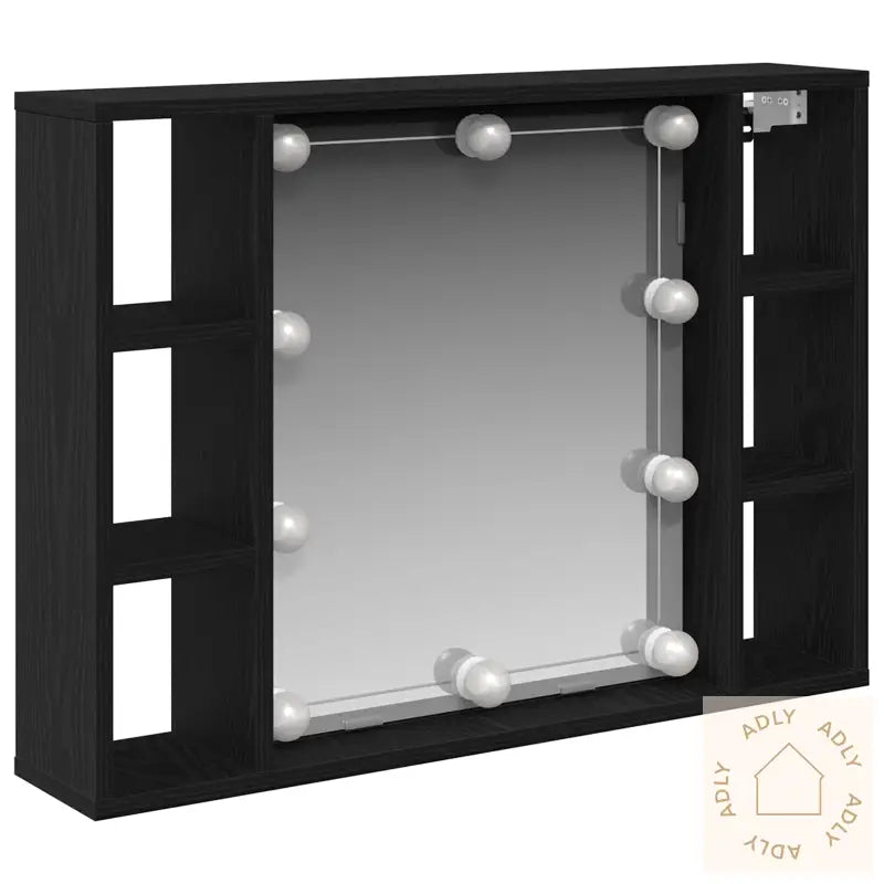Led Speilskap - Svart Eik - 76X15X55 Cm - Laget Av Konstruert Tre