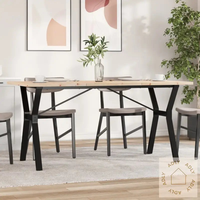 Spisebord Y-Ramme 140X80X75,5 Cm Heltre Furu Og Stål
