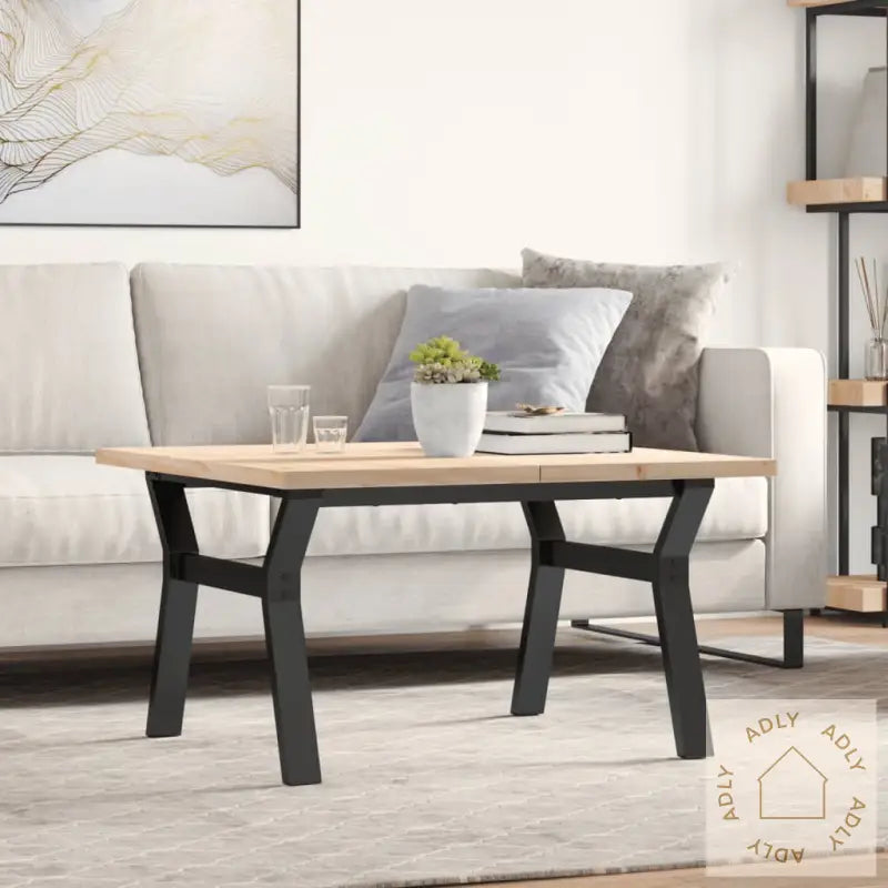 Salongbord Y-Ramme 80X80X45,5 Cm Heltre Furu Og Stål