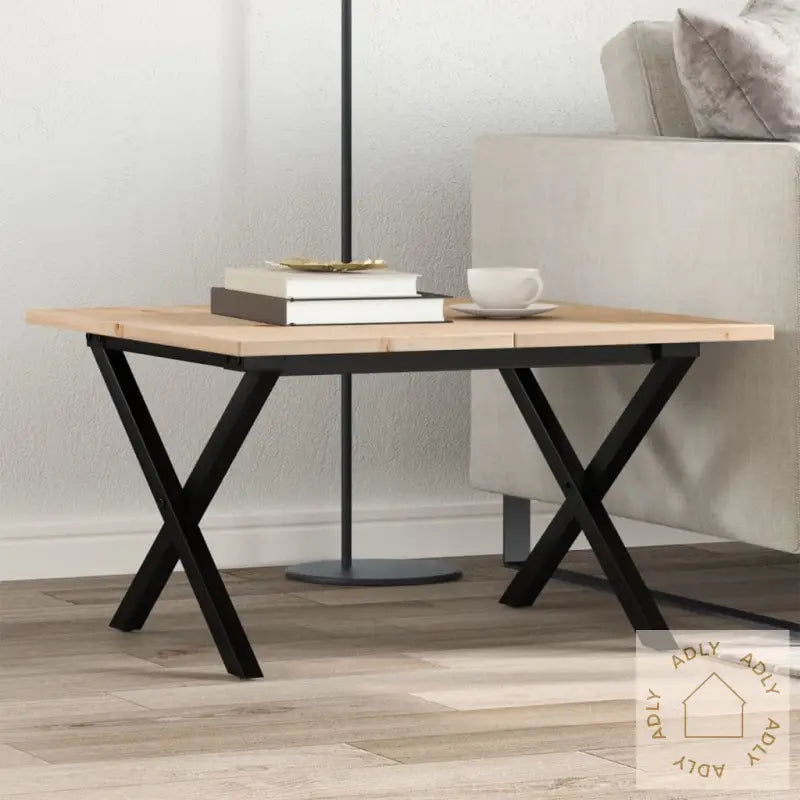 Salongbord X-Ramme 60X60X40 Cm Heltre Furu Og Stål