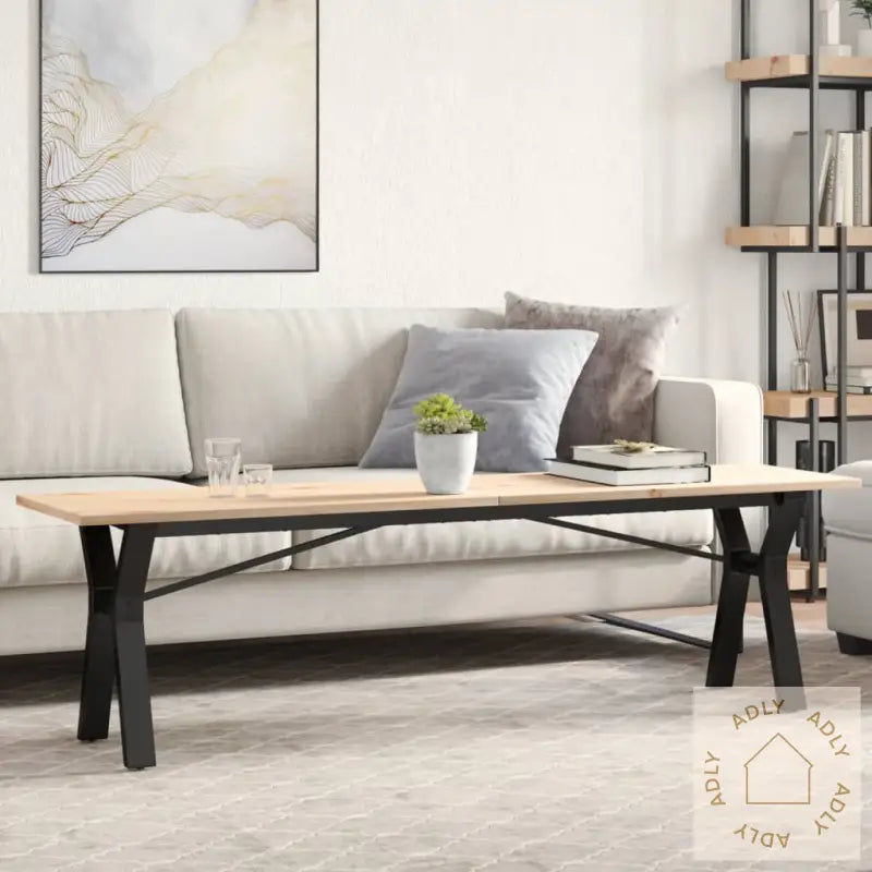 Salongbord Y-Ramme 160X40X45 Cm Heltre Furu Og Stål