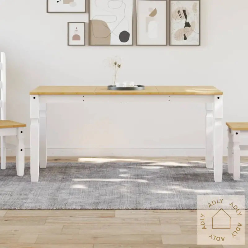 Spisebord Corona Hvit 160X80X75 Cm Heltre Furu