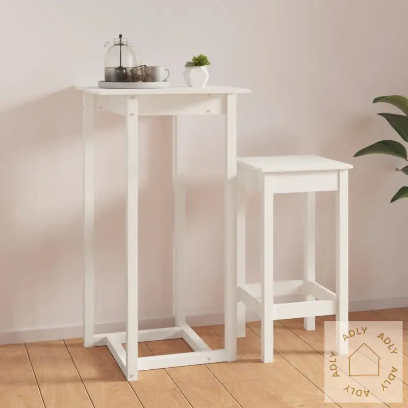 Barbord Hvit 60X60X110 Cm Heltre Furu