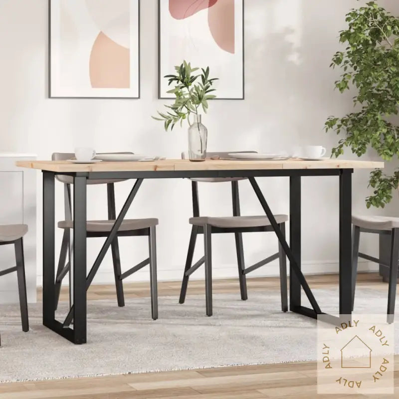 Spisebord O-Ramme 140X80X75,5 Cm Heltre Furu Og Stål