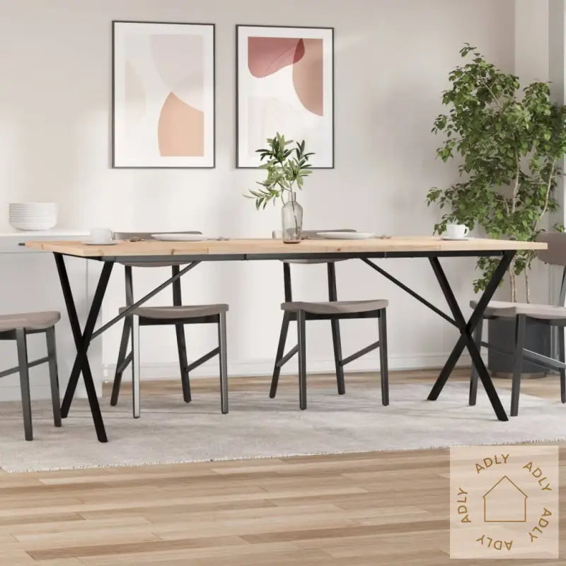 Spisebord X-Ramme 200X100X75,5 Cm Heltre Furu Og Stål