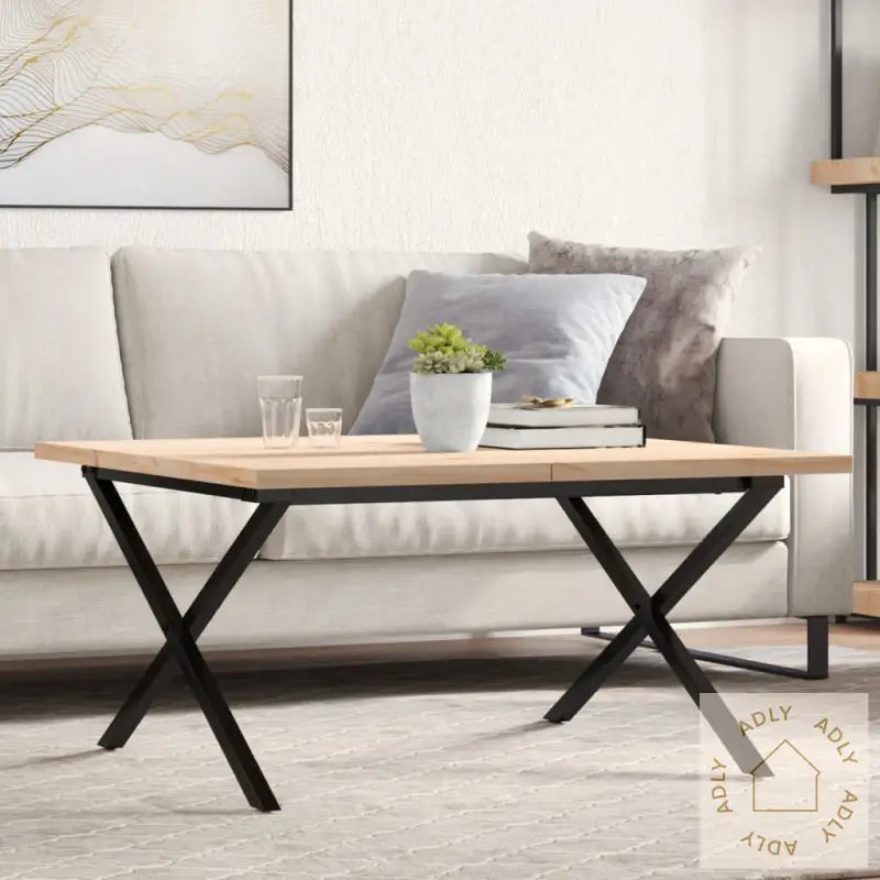 Salongbord X-Ramme 80X80X45,5 Cm Heltre Furu Og Stål