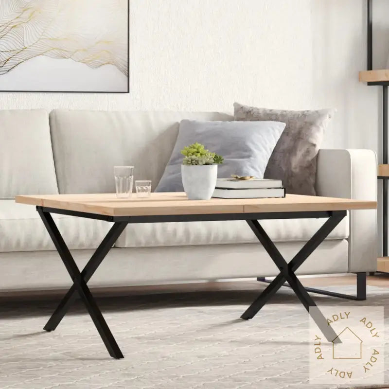 Salongbord X-Ramme 90X90X45,5 Cm Heltre Furu Og Stål