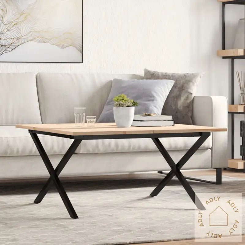 Salongbord X-Ramme 80X80X45 Cm Heltre Furu Og Stål