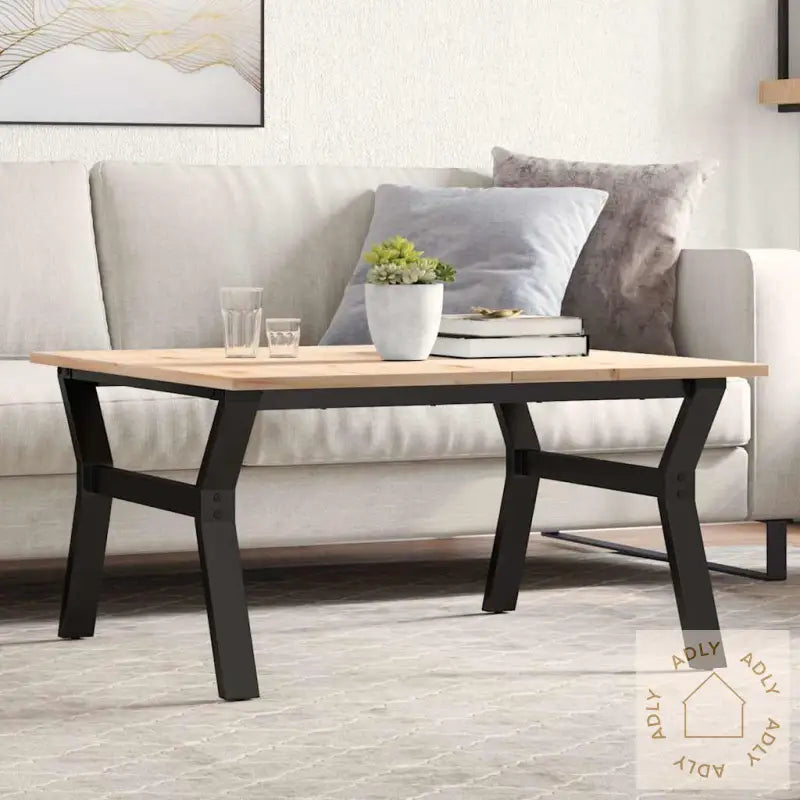 Salongbord Y-Ramme 80X80X45 Cm Heltre Furu Og Stål