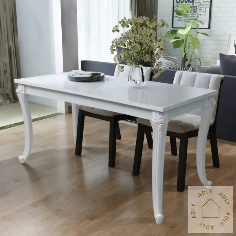 Spisebord 116X66X76 Cm Høyglans Hvit