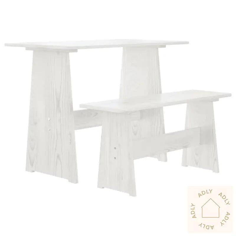 Spisebord Med Benk Reine Hvit Heltre Furu