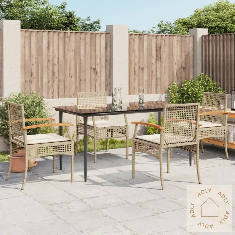Hagespisegruppe Med Puter 5 Deler Polyrotting Beige