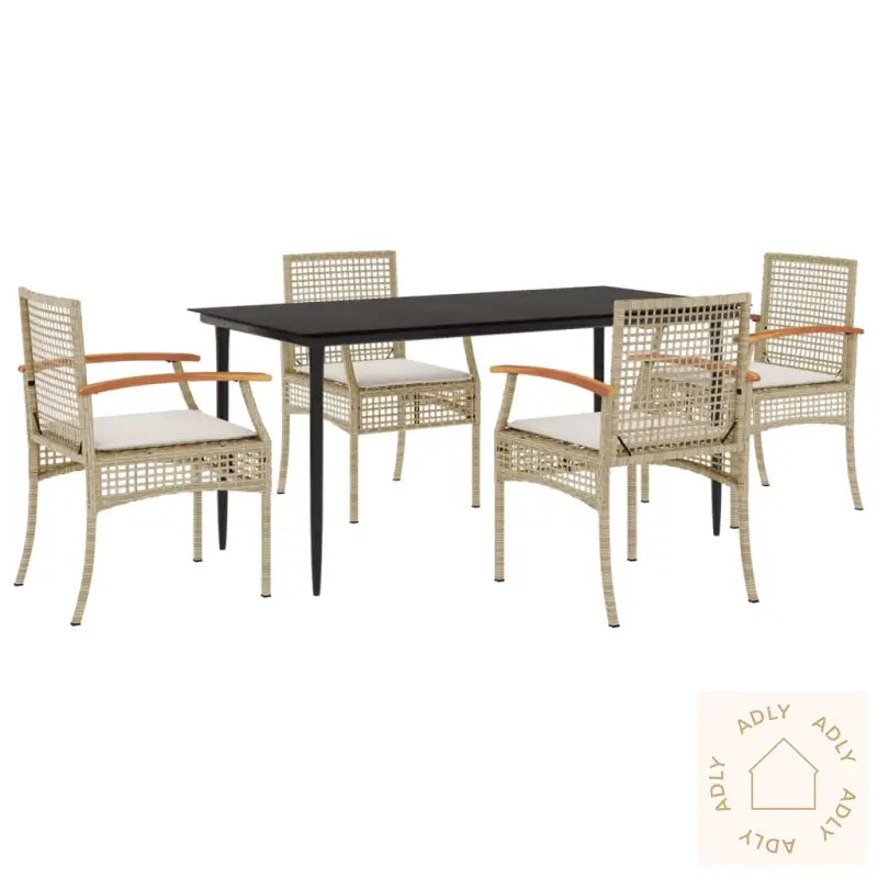 Hagespisegruppe Med Puter 5 Deler Polyrotting Beige
