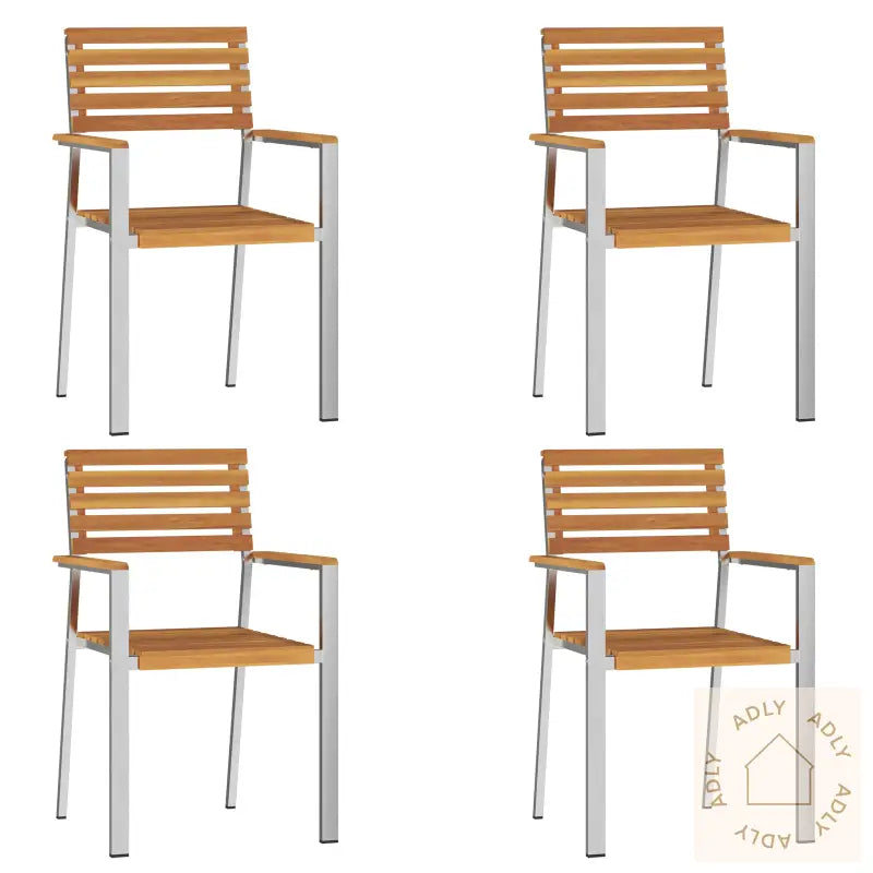 Stable Hage Stoler 4 Stk Solid Akasietre Og Rustfritt Stål