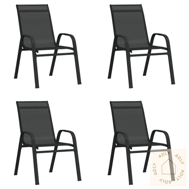 Stablebare Hagestoler 4 Stk Svart Textilene-Stoff