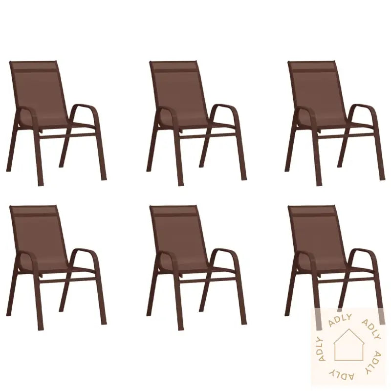 Stablebare Hagestoler 6 Stk Brun Textilene-Stoff