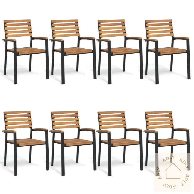 Stablebare Hagestoler 8 Stk Heltre Akasie Og Metall