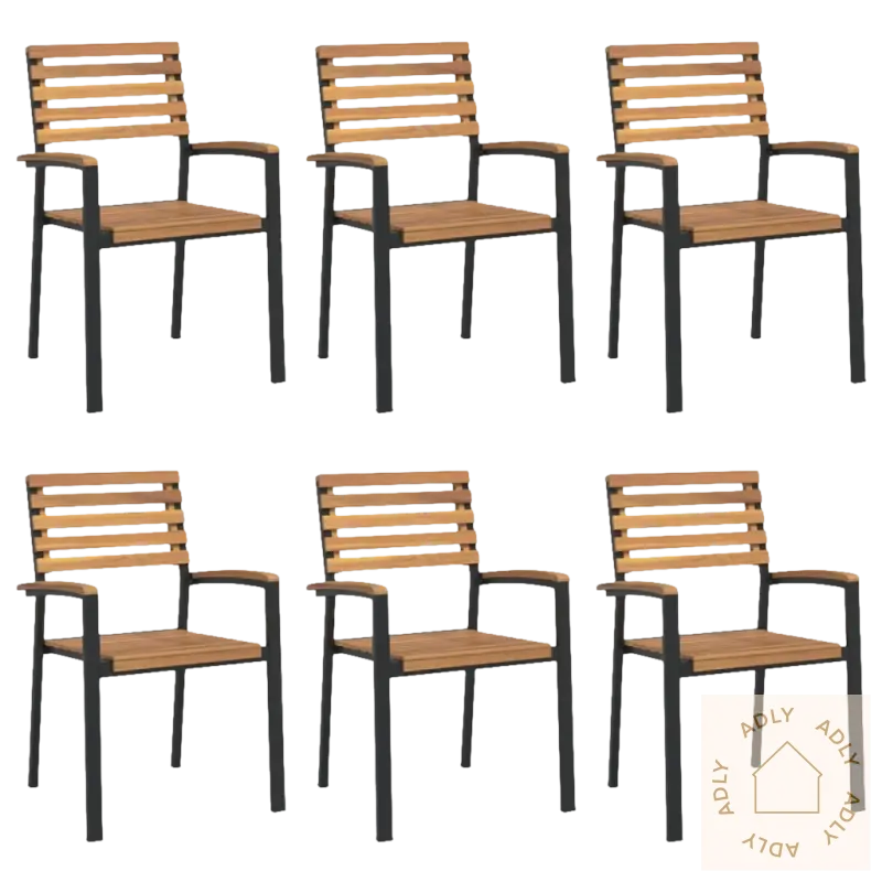 Bild av seks heltre akasie stablebare hagestoler for komfortable hagemøbler ute