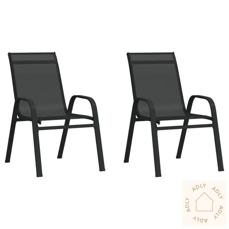 Stablebare Hagestoler 2 Stk Svart Textilene-Stoff