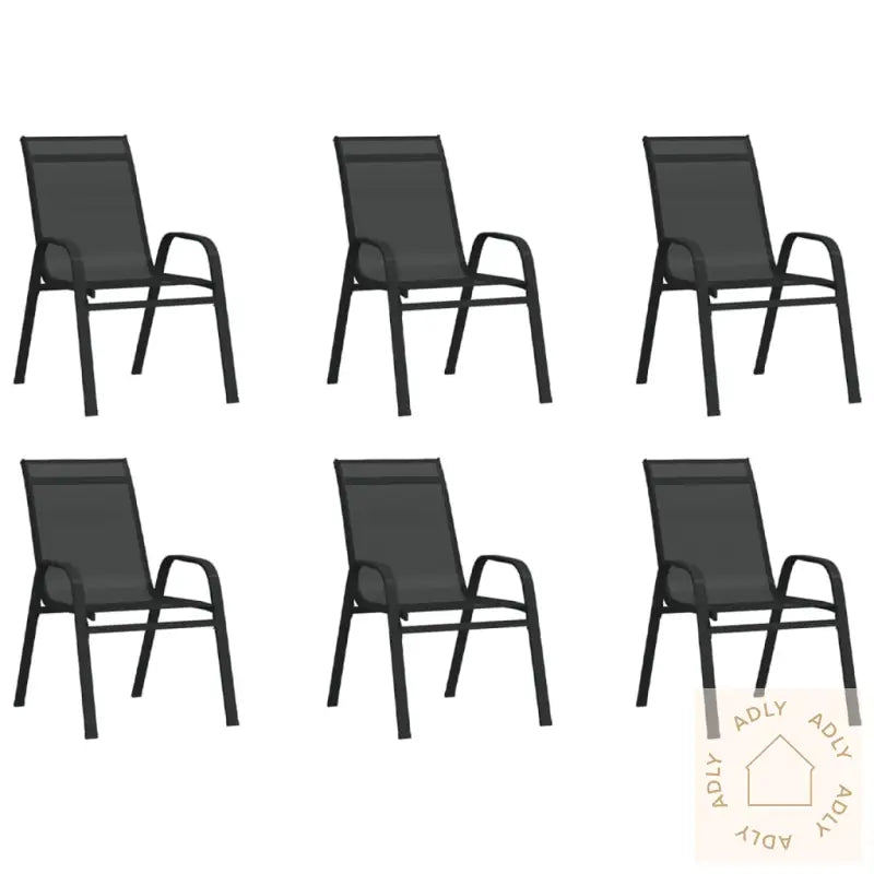 Stablebare Hagestoler 6 Stk Svart Textilene-Stoff