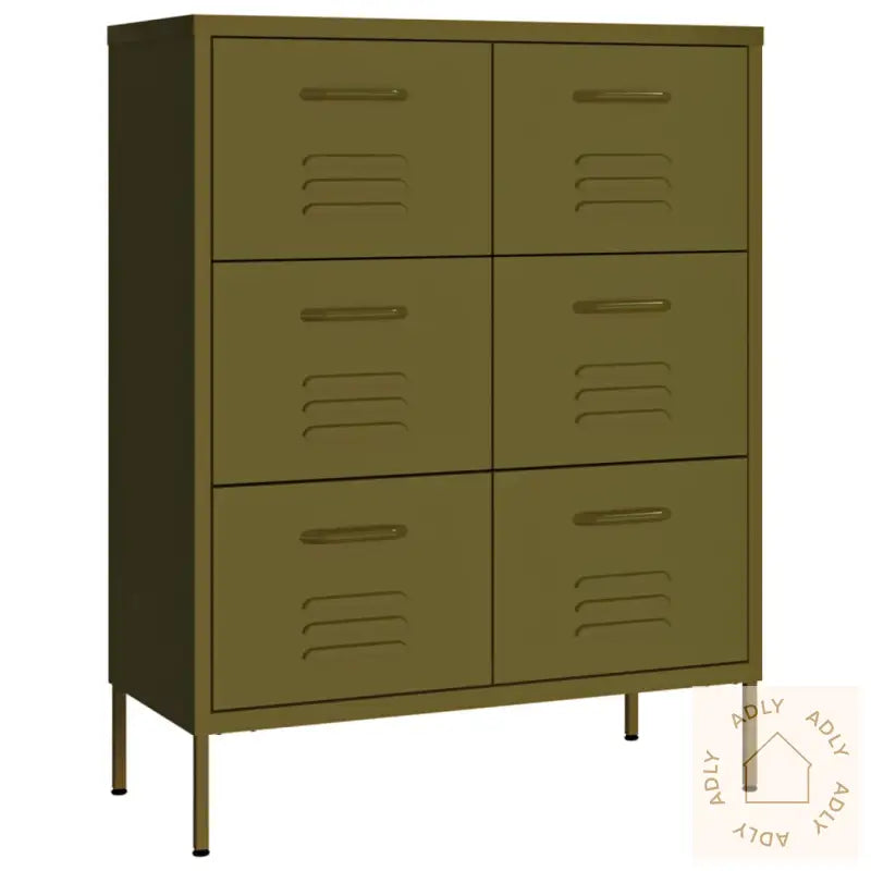 Kommode Olivengrønn 80X35X101,5 Cm Stål