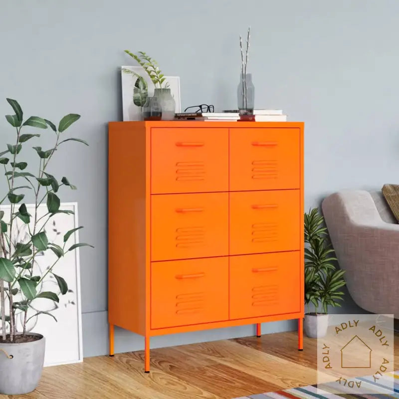 Kommode Oransje 80X35X101,5 Cm Stål