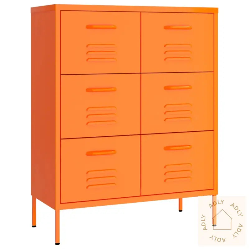 Kommode Oransje 80X35X101,5 Cm Stål