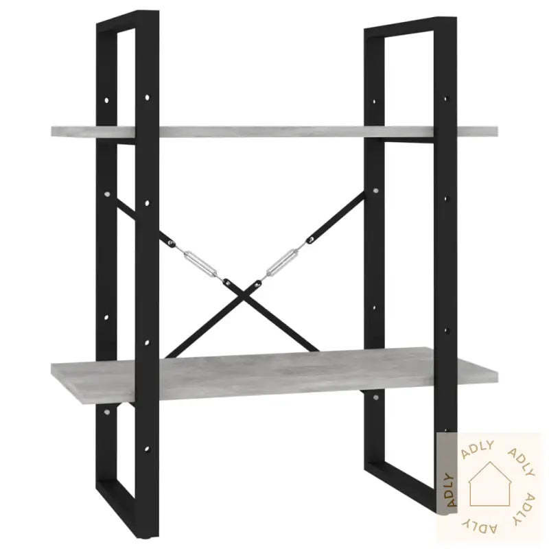 Bokhylle 2 Nivåer Betonggrå 60X30X70 Cm Konstruert Tre